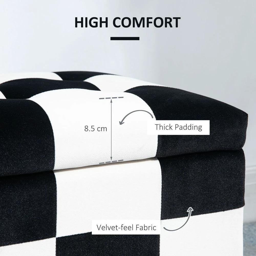 114 x 47 x 47cm Velvet Storage Ottoman, HomcomButton-tufted Footstool Box by HOMCOM