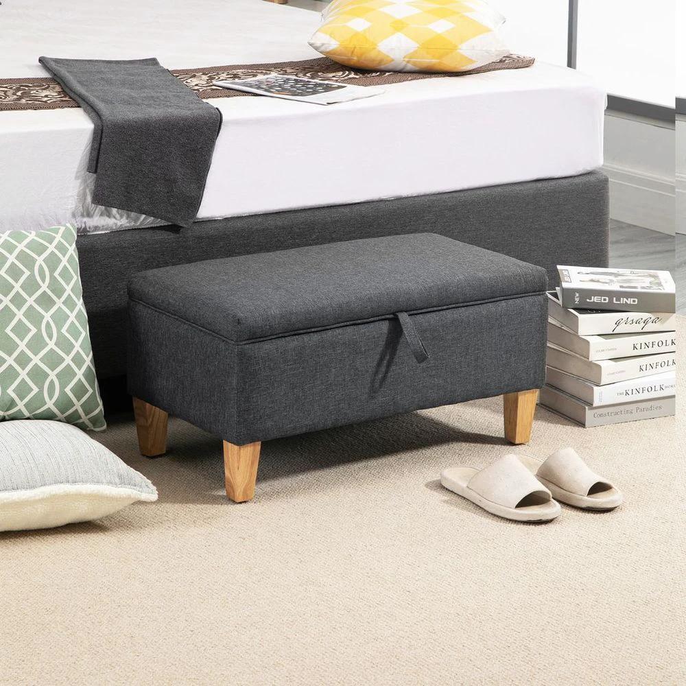 Linen Storage Ottoman Footstool for Toy Box, Bed End, Shoe Bench, Seating by HOMCOM
