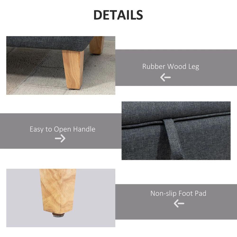 Linen Storage Ottoman Footstool for Toy Box, Bed End, Shoe Bench, Seating by HOMCOM
