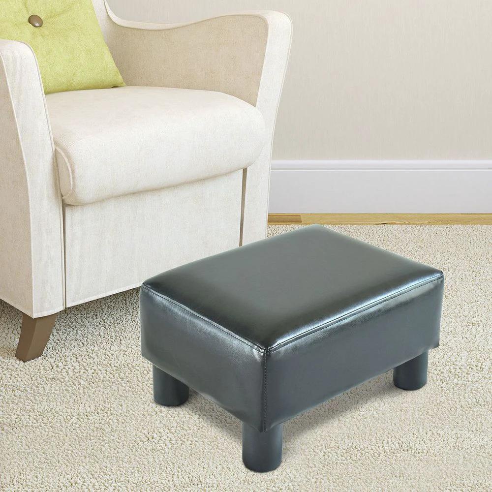 Ottoman Footrest Seat Chair Footstool Small PU Leather Home Office Black by HOMCOM