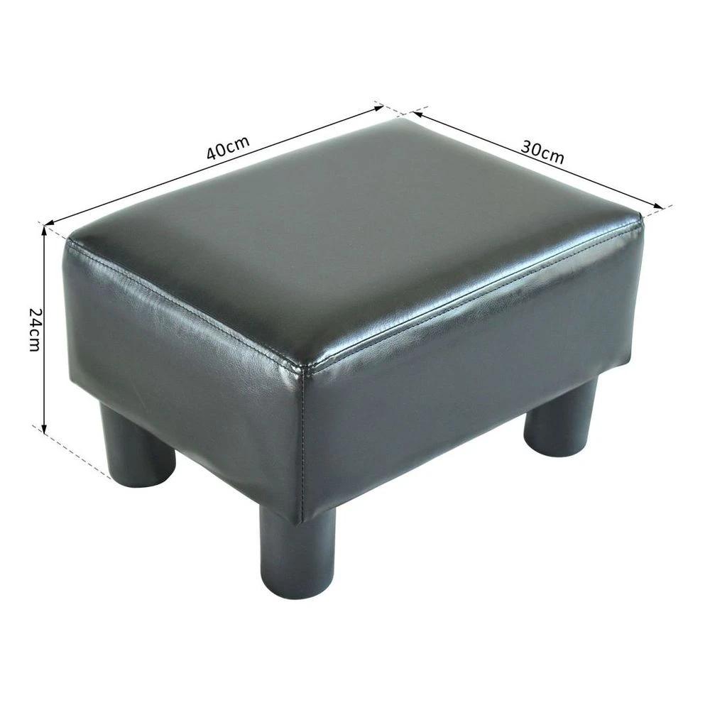 Ottoman Footrest Seat Chair Footstool Small PU Leather Home Office Black by HOMCOM