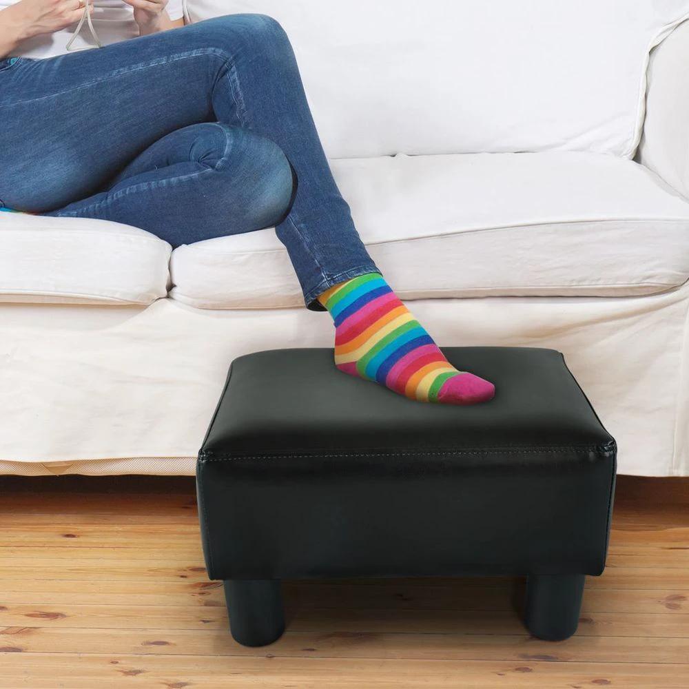 Ottoman Footrest Seat Chair Footstool Small PU Leather Home Office Black by HOMCOM