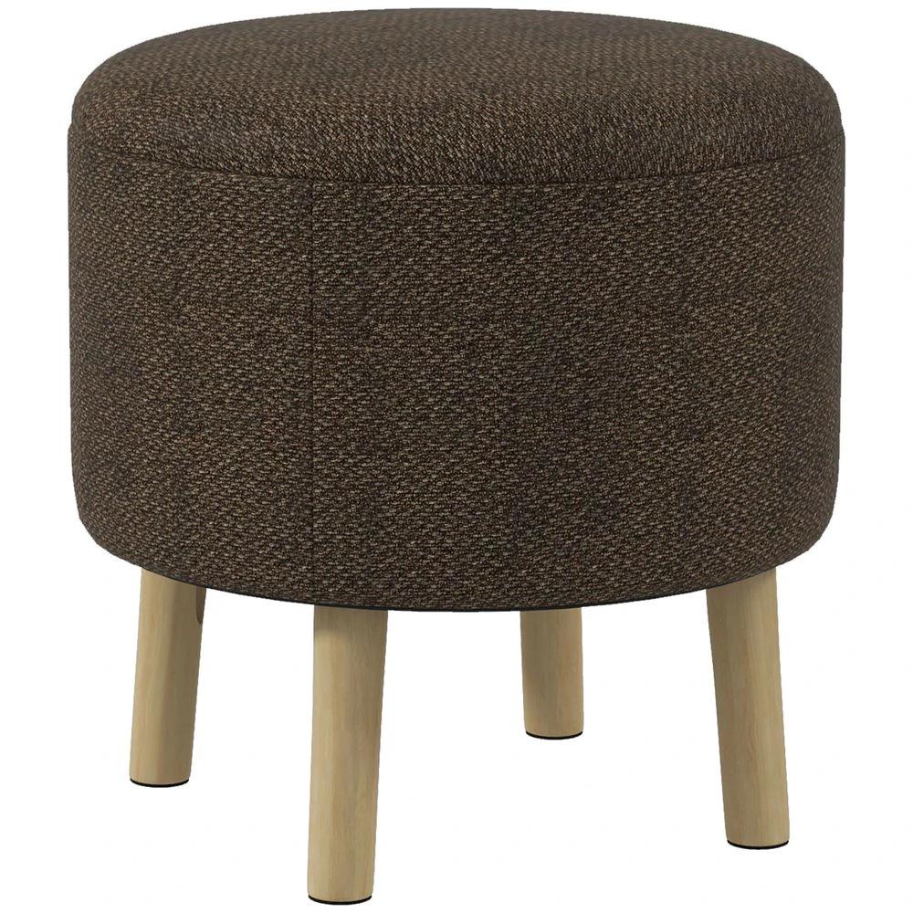 Storage Ottoman, Round Stool Chair with Cushioned Top, Hidden Space by HOMCOM