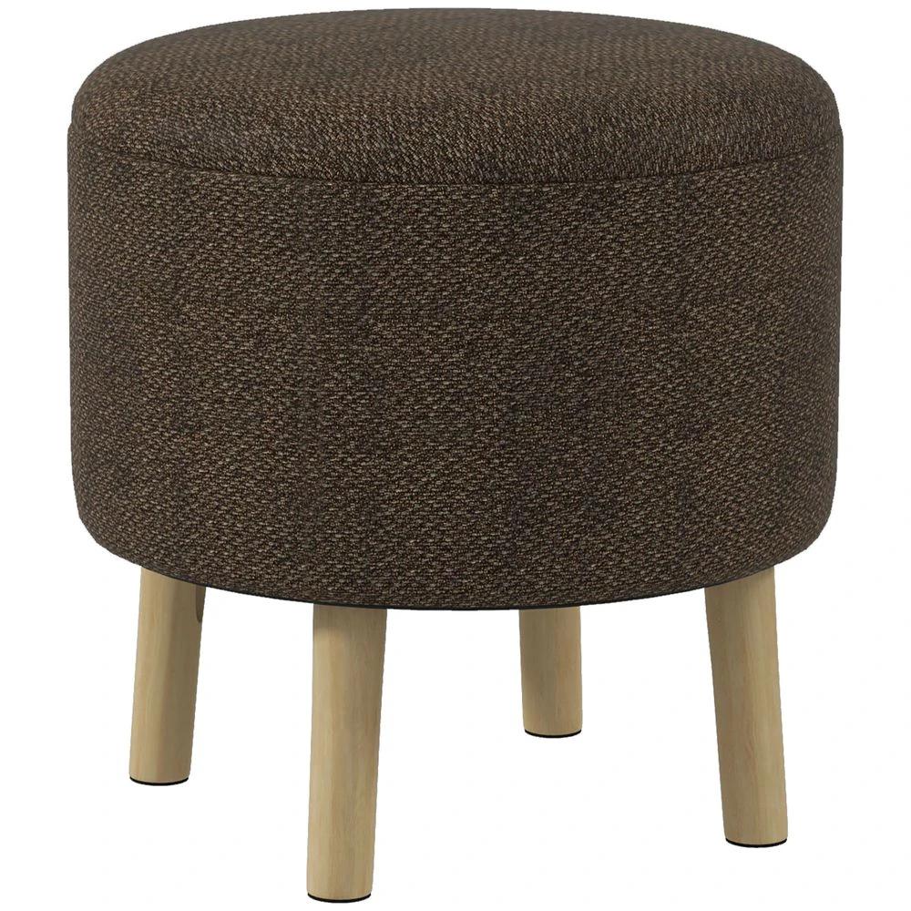 Storage Ottoman, Round Stool Chair with Cushioned Top, Hidden Space by HOMCOM