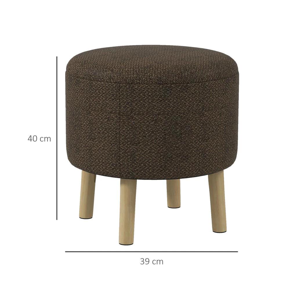 Storage Ottoman, Round Stool Chair with Cushioned Top, Hidden Space by HOMCOM