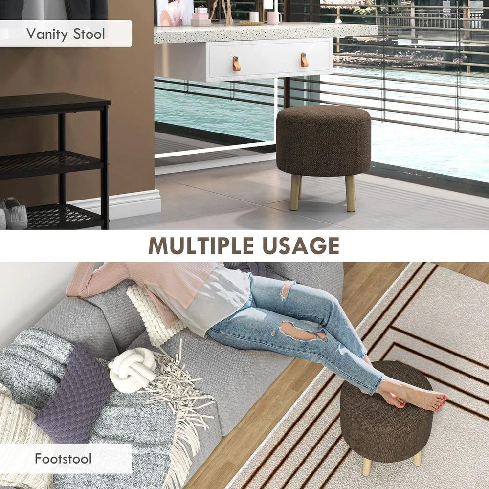 Storage Ottoman, Round Stool Chair with Cushioned Top, Hidden Space by HOMCOM