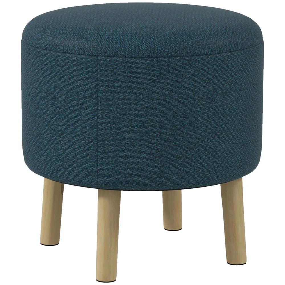 Storage Ottoman, Round Stool Chair with Cushioned Top, Hidden Space by HOMCOM