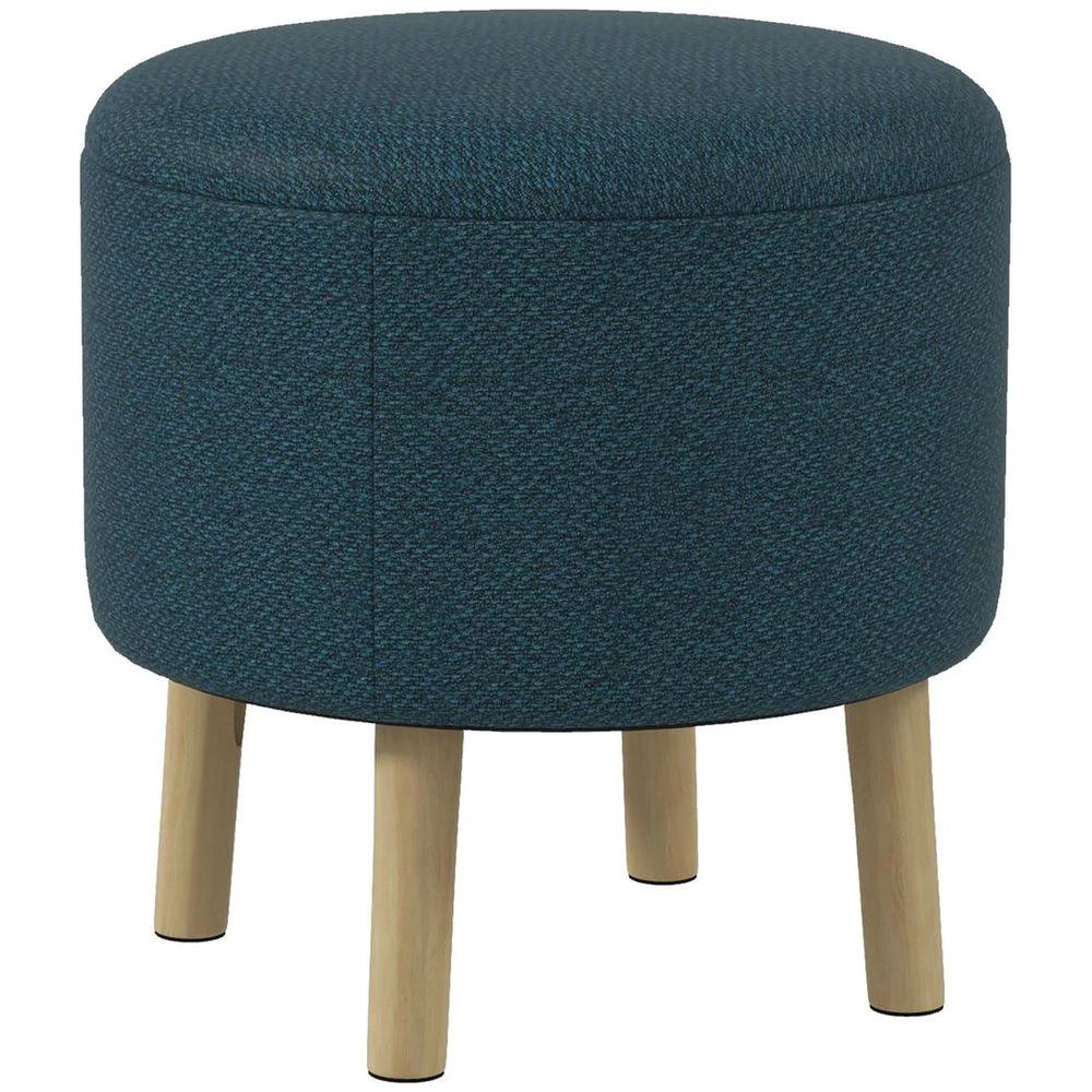HOMCOM Storage Ottoman, Round Stool Chair with Cushioned Top, Hidden Space - Uncategorized Footstool