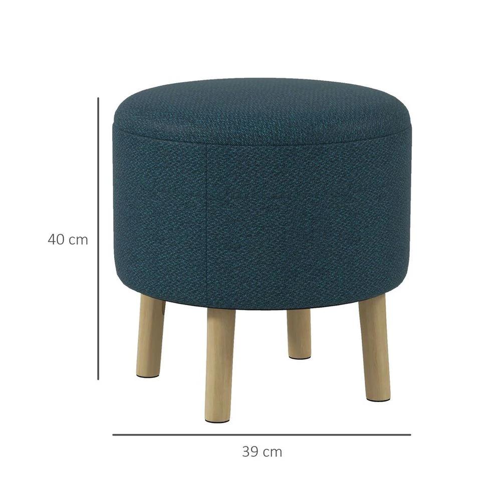 HOMCOM Storage Ottoman, Round Stool Chair with Cushioned Top, Hidden Space - Uncategorized Footstool