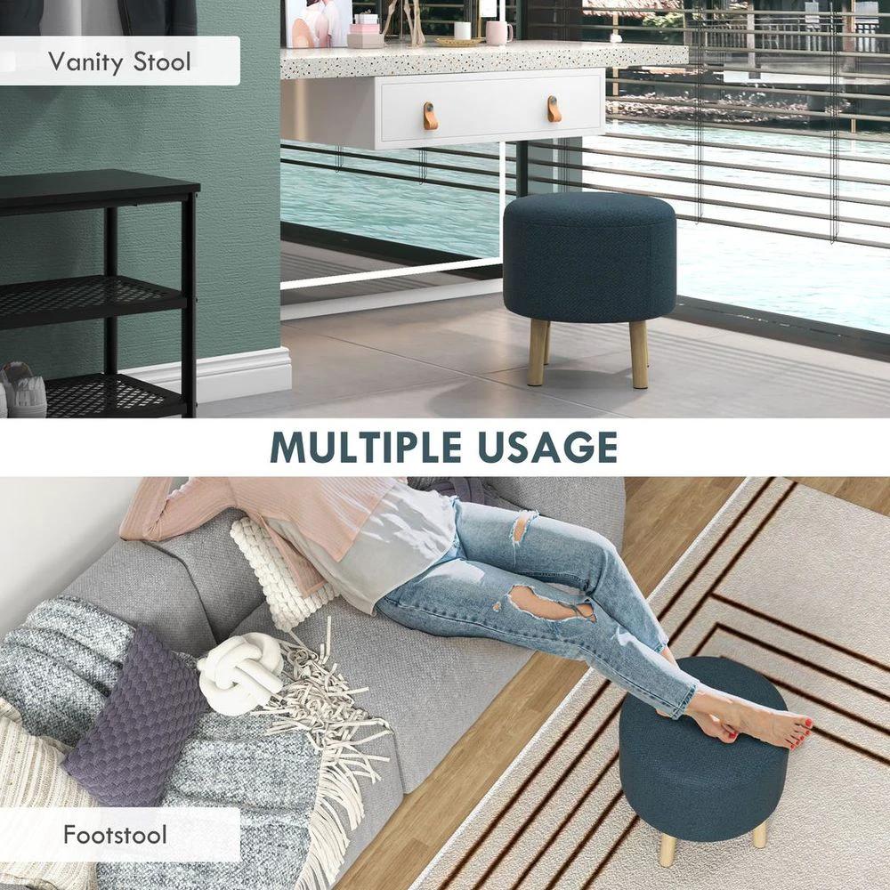 HOMCOM Storage Ottoman, Round Stool Chair with Cushioned Top, Hidden Space - Uncategorized Footstool