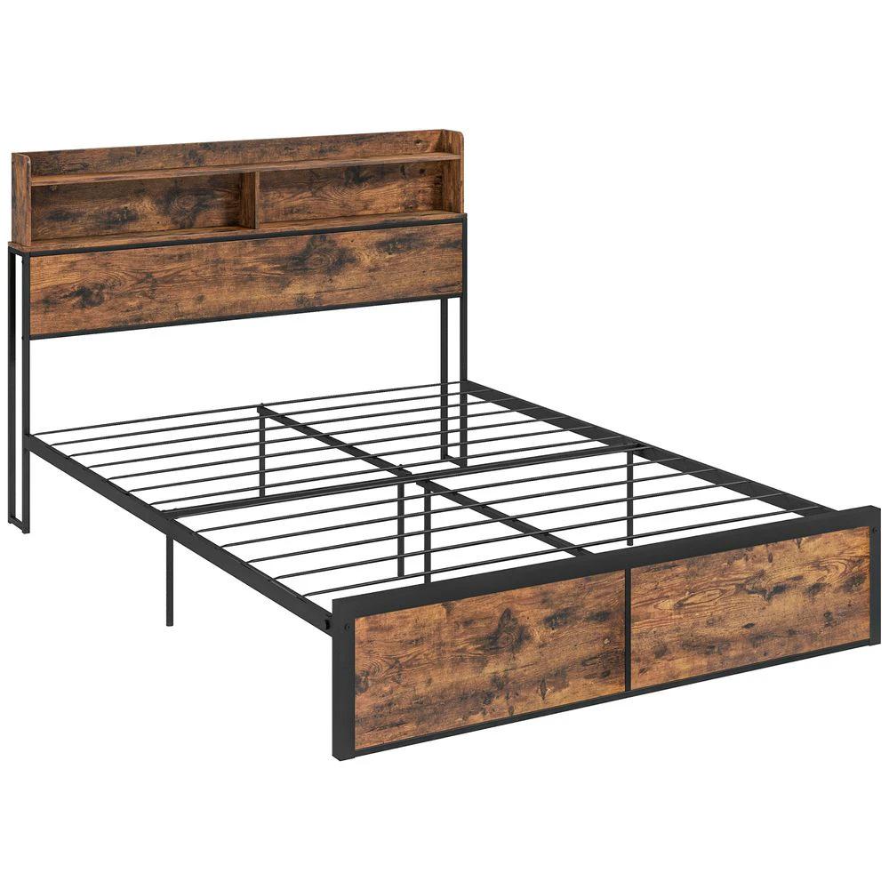HOMCOM 5.2FT King Bed Frame with Storage Headboard and Under Bed Storage - Uncategorized King Size