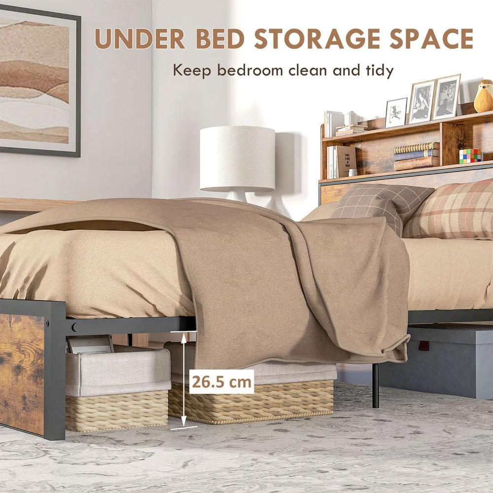 HOMCOM 5.2FT King Bed Frame with Storage Headboard and Under Bed Storage - Uncategorized King Size