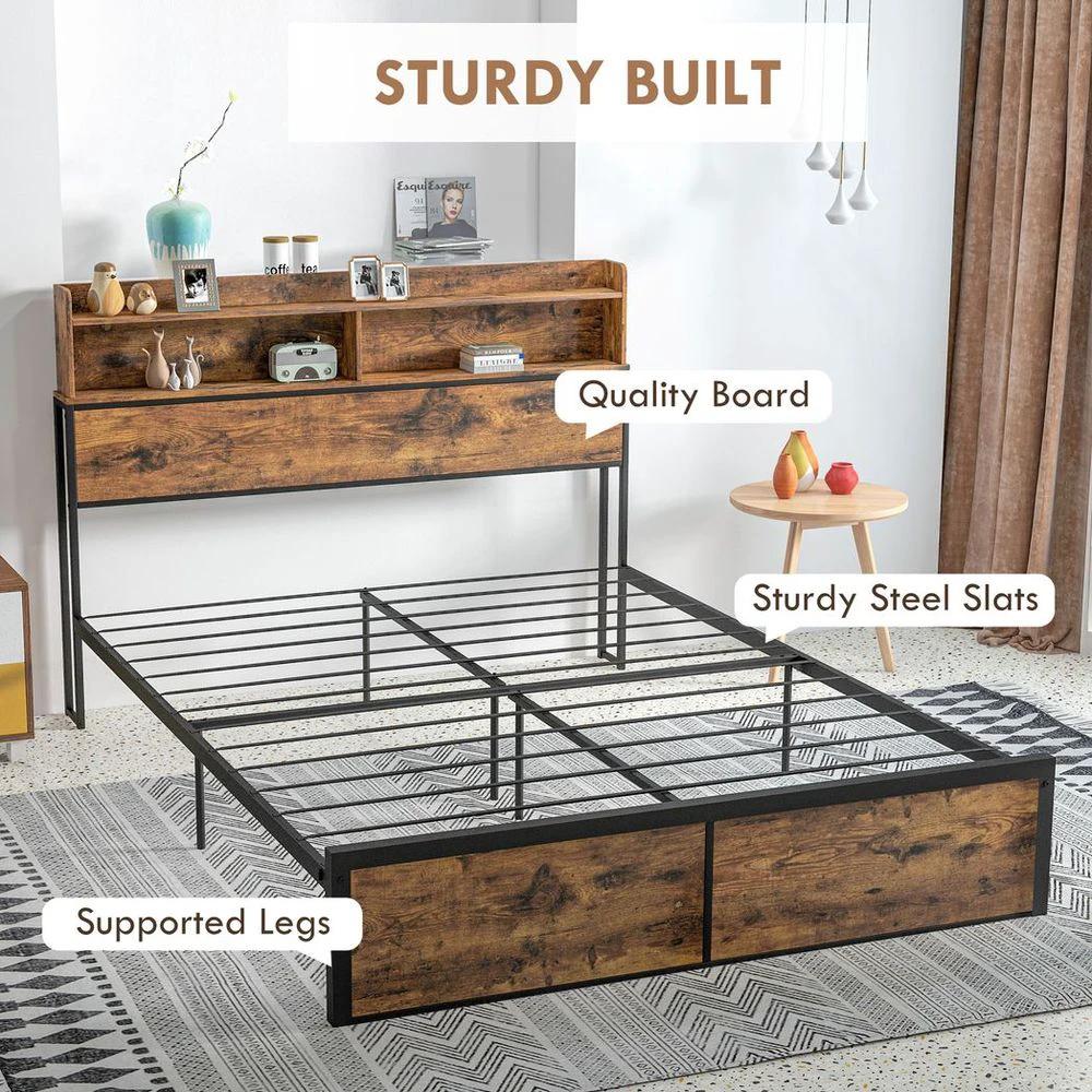 5.2FT King Bed Frame with Storage Headboard and Under Bed Storage by HOMCOM