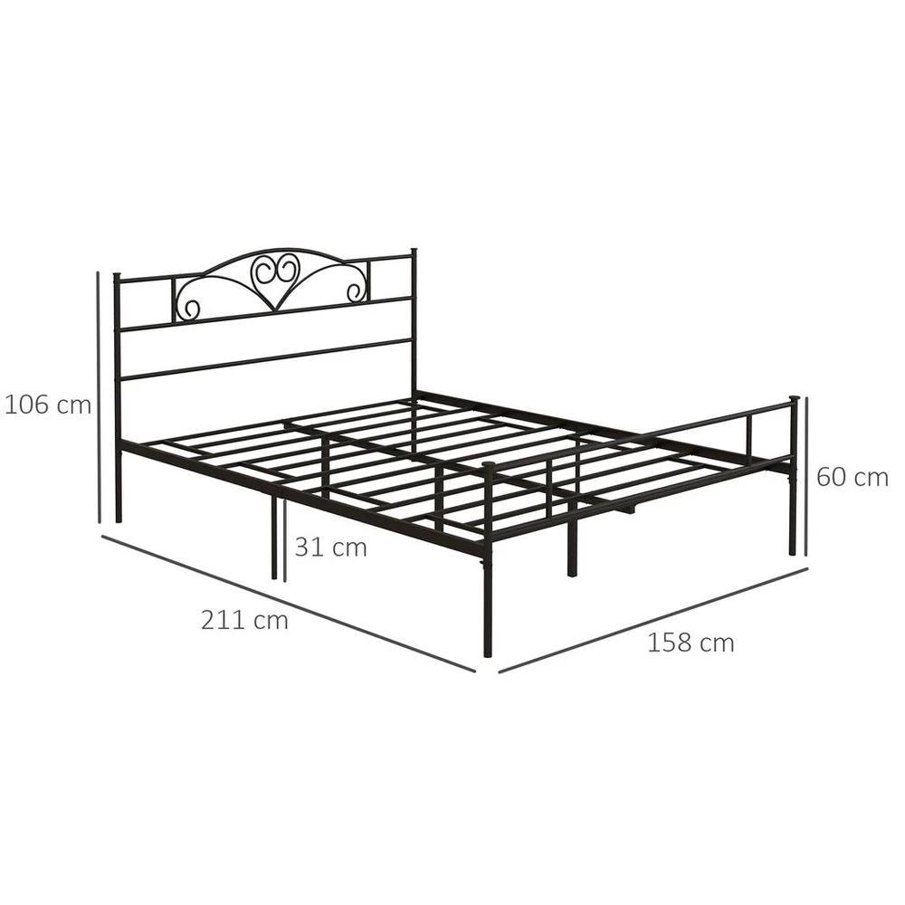 HOMCOM King Metal Bed Frame w/ Headboard and Footboard, 31cm Under-bed Space - Uncategorized King Size
