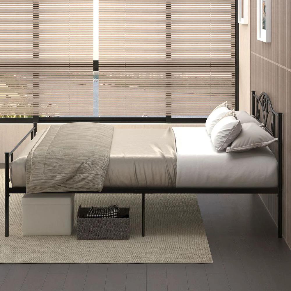 HOMCOM King Metal Bed Frame w/ Headboard and Footboard, 31cm Under-bed Space - Uncategorized King Size