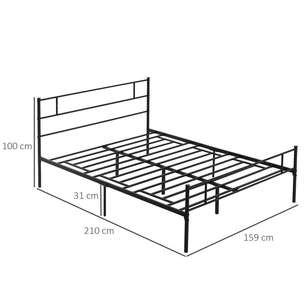 King Metal Bed Frame w/ Headboard and Footboard by HOMCOM