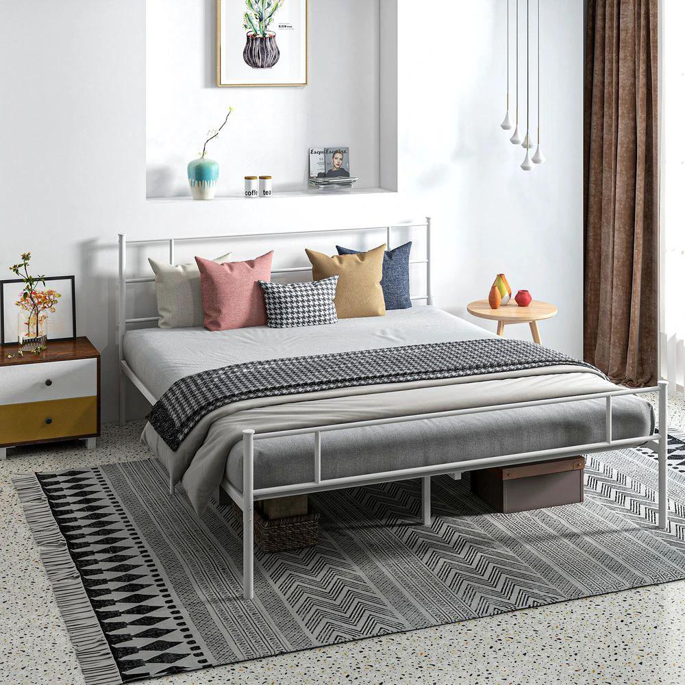 King Metal Bed Frame w/ Headboard and Footboard, Underbed Storage Space by HOMCOM