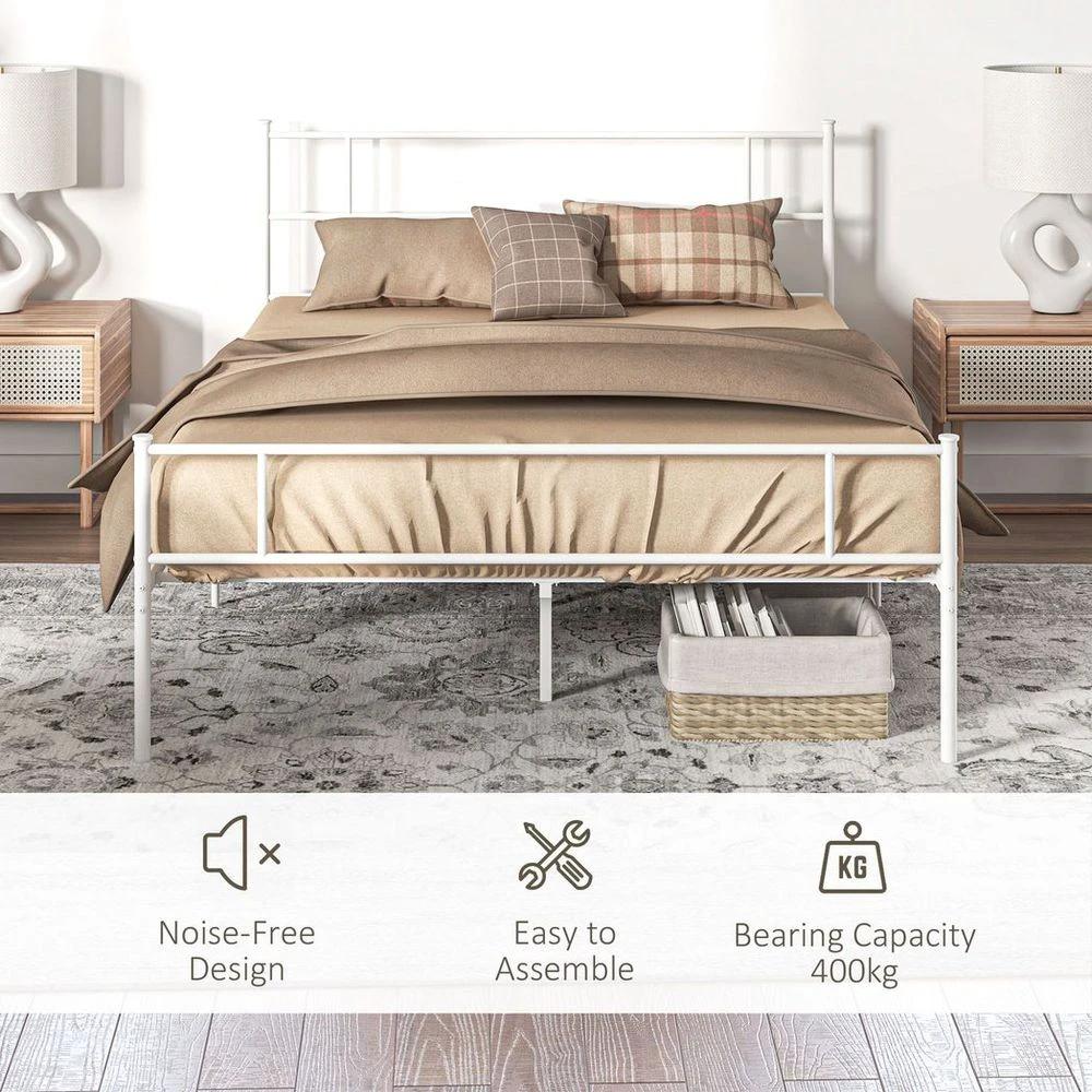 King Metal Bed Frame w/ Headboard and Footboard, Underbed Storage Space by HOMCOM