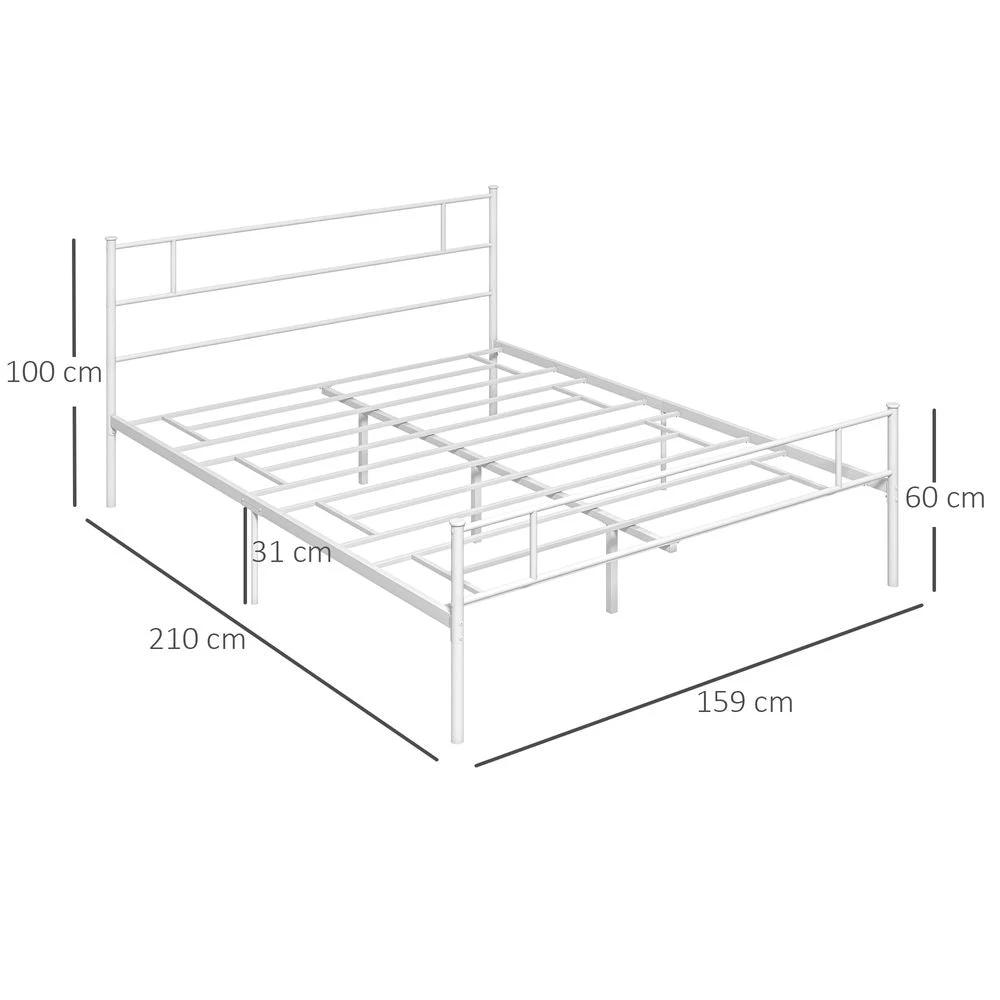 King Metal Bed Frame w/ Headboard and Footboard, Underbed Storage Space by HOMCOM