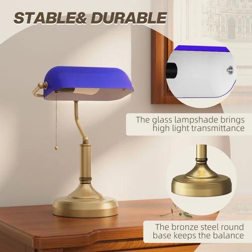 HOMCOM Banker's Table Lamp w/ Antique Bronze Tone Base by HOMCOM