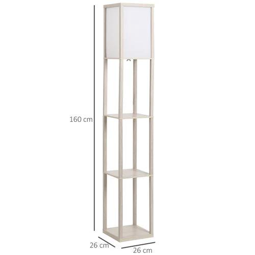 4-Tier Floor Lamp, Floor Light with Storage Shelf White and Oak 3-Tier by HOMCOM