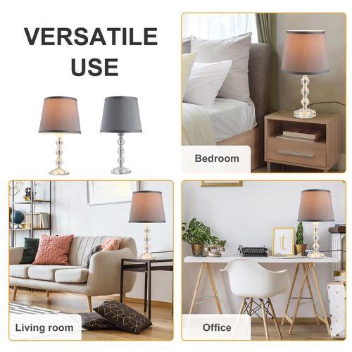 Crystallite Table Lamp w/ Fabric Lampshade Switch Beautiful Glass Elegant by HOMCOM