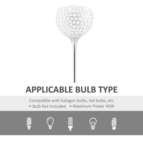 Floor Lamp with K9 Crystal Lampshade, E27 Bulb Switch Silver Lampshade by HOMCOM