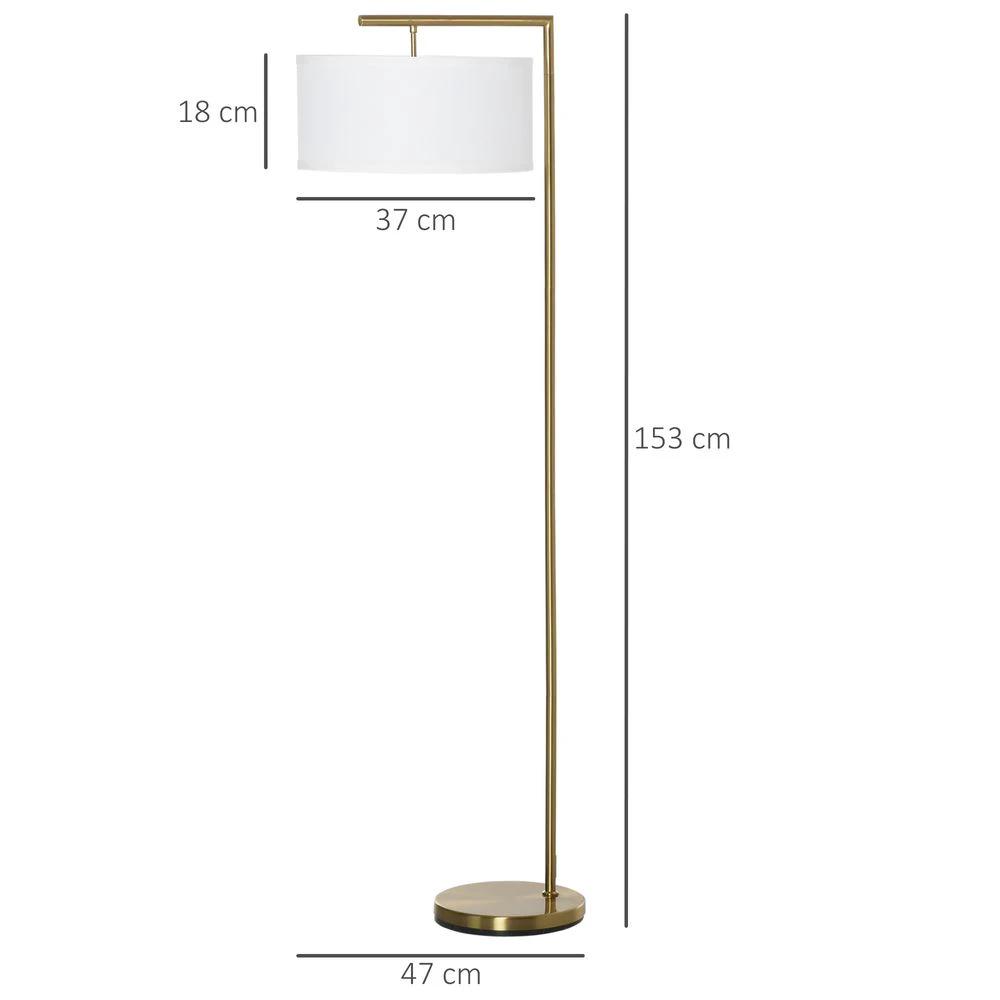 Floor Lamp with Linen Lampshade Round Base for Living Room Bedroom by HOMCOM