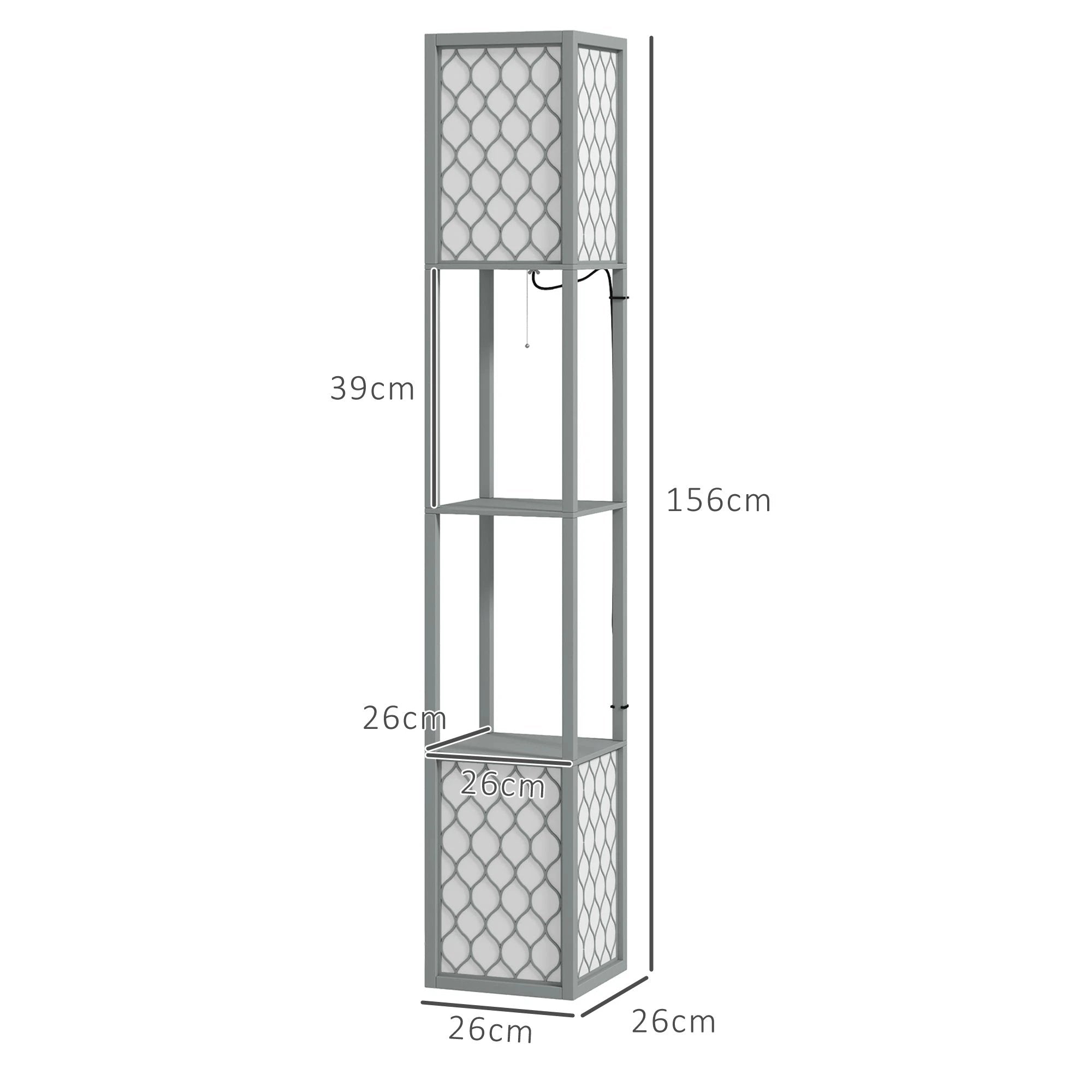 HOMCOM 2-Light Modern Floor Lamp with Shelves for Living Room, Bedroom, Grey by HOMCOM