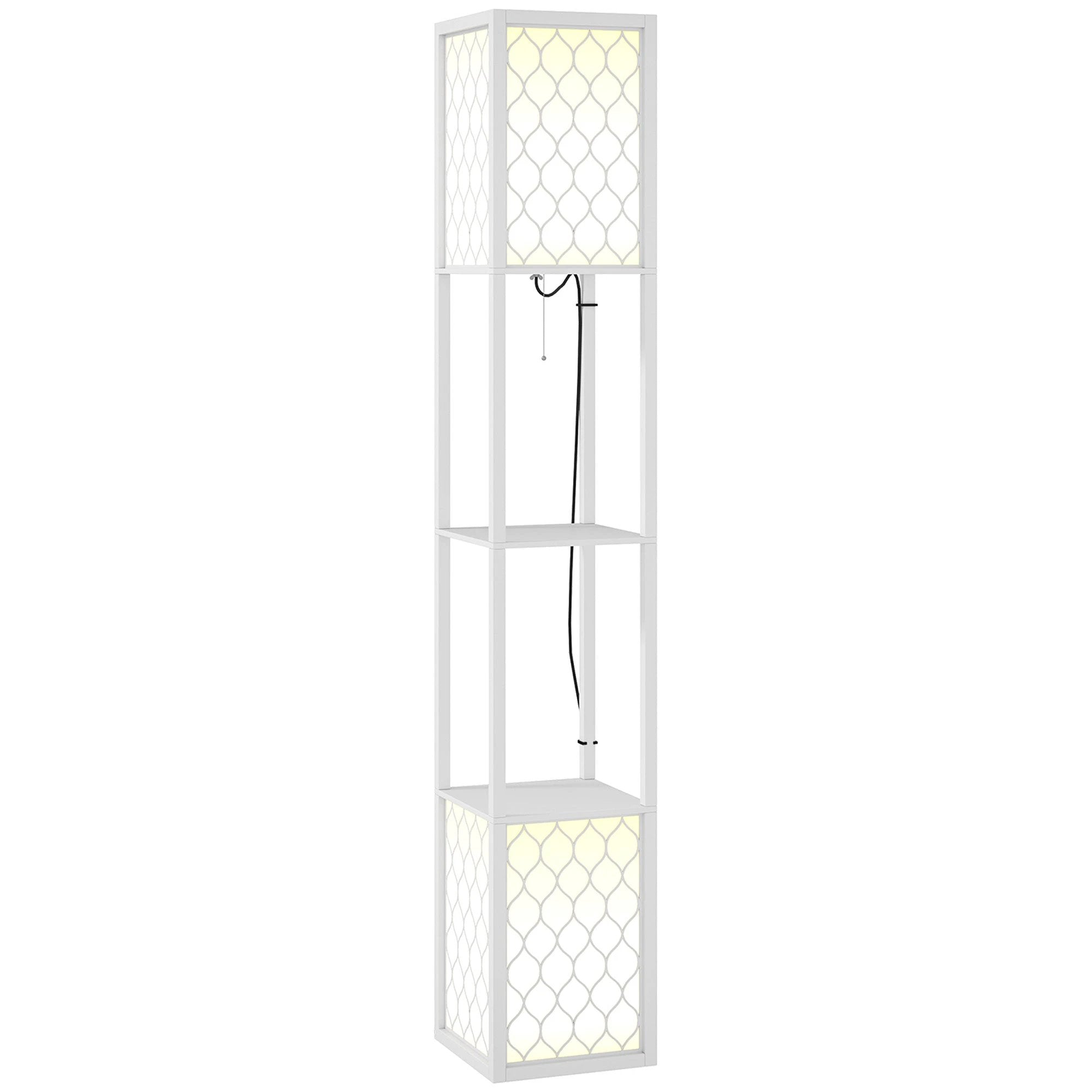 HOMCOM HOMCOM 2-Light Modern Floor Lamp with Shelves for Living Room, Bedroom, White - Lamp