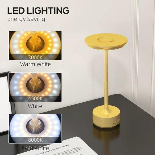 HOMCOM LED Cordless Table Lamp with Battery Operated for Bedroom, Gold Tone by HOMCOM