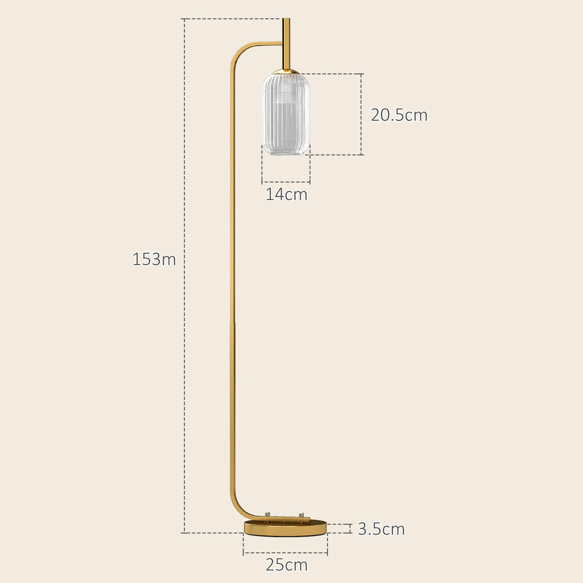 HOMCOM Modern Floor Lamp with Glass Lampshade, Foot Switch for Living Room by HOMCOM