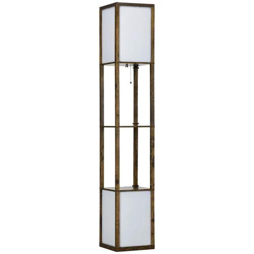 HOMCOM HOMCOM Shelf Floor Lamp with Dual Light, for Living Room, Bedroom, Brown - Lamp