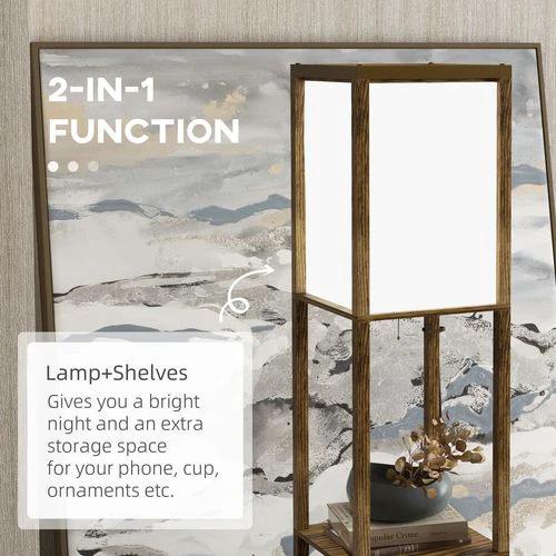 HOMCOM HOMCOM Shelf Floor Lamp with Dual Light, for Living Room, Bedroom, Brown - Lamp