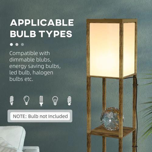 HOMCOM HOMCOM Shelf Floor Lamp with Dual Light, for Living Room, Bedroom, Brown - Lamp