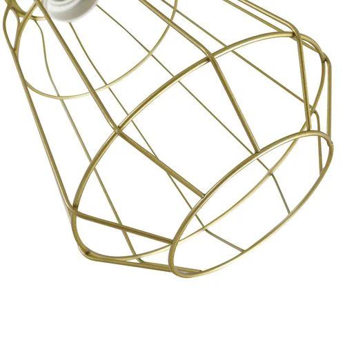Industrial Steel Birdcage Floor Lamp w/ 3 Lights Round Base Switch Gold - Lamp from HOMCOM