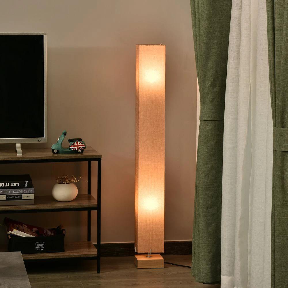 Linen Shade Tall Floor Lamp Beige by HOMCOM