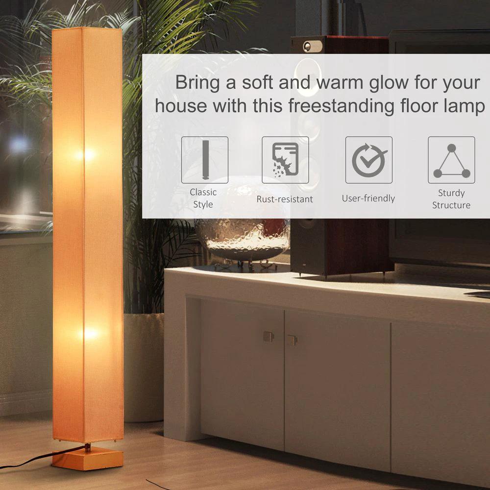 Linen Shade Tall Floor Lamp Beige by HOMCOM
