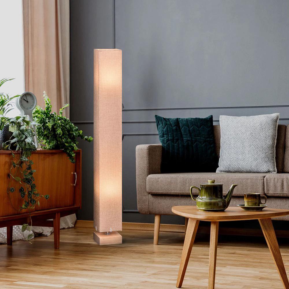 Linen Shade Tall Floor Lamp Beige by HOMCOM