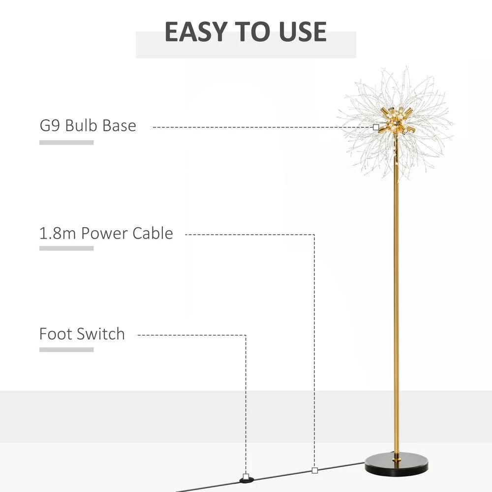 HOMCOM Modern Floor Lamp with Dandelion-like Lampshade for Bedroom - Uncategorized Lamp