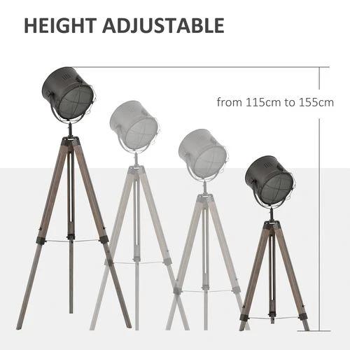 Pine Wood Tripod Spotlight Floor Lamp Brown/Black by HOMCOM