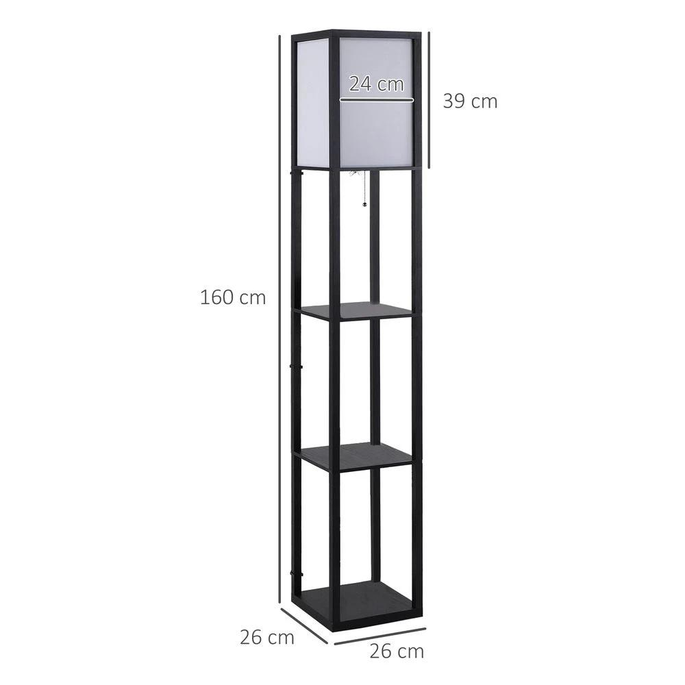 Shelf Floor Lamp, 4-tier Open Shelves, 26L x 26W x 160Hcm-Black/White by HOMCOM