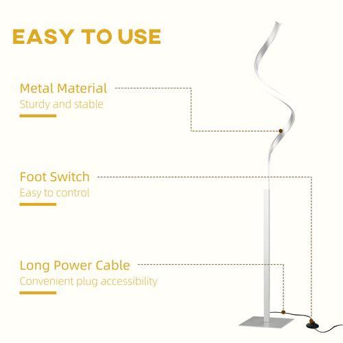 HOMCOM Spiral Floor Lamp for Living Room with 3 Adjustable Brightness, Silver HOMCOM - Lamp