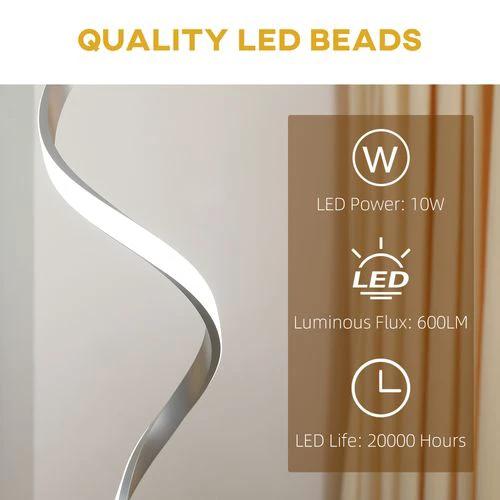 HOMCOM Spiral Floor Lamp for Living Room with 3 Adjustable Brightness, Silver HOMCOM - Lamp