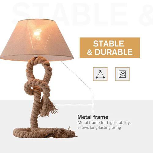 HOMCOM Table Lamp Indispensable Nautical Twisted Rope E27 Base Bedside Light - Lamp