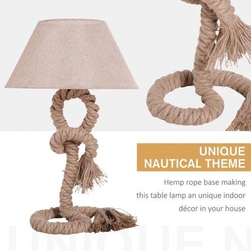 HOMCOM Table Lamp Indispensable Nautical Twisted Rope E27 Base Bedside Light - Lamp