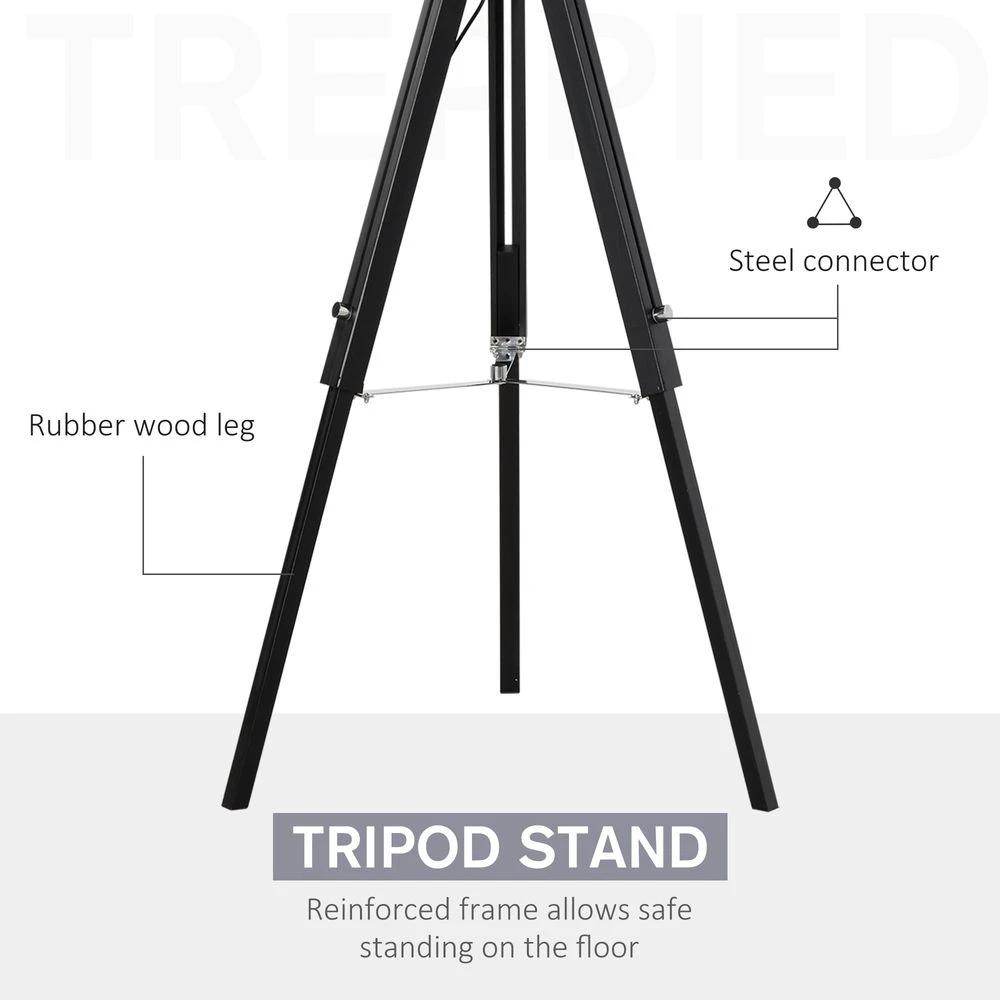 Tripod Base Floor Lamp with Wood Leg Height Adjustable Home Office by HOMCOM