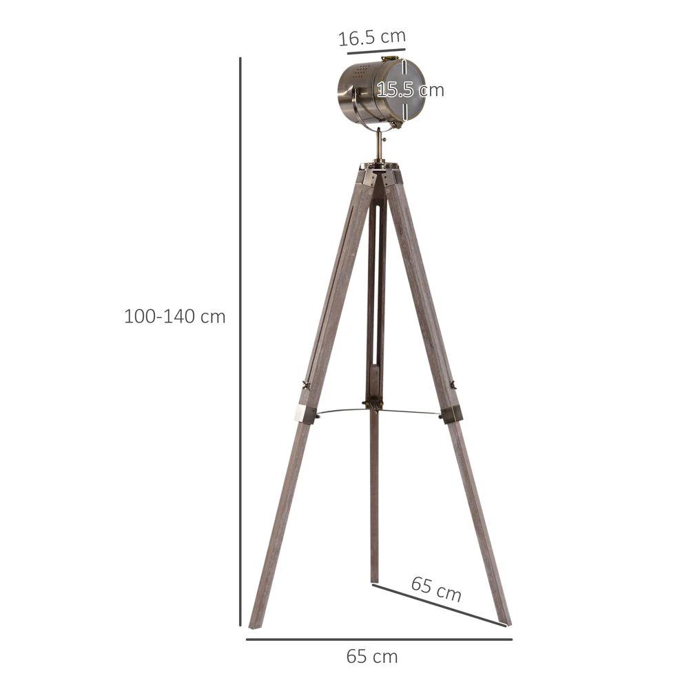HOMCOM Tripod Floor Lamp, 65L,Wood/Bronze Colour - Uncategorized Lamp