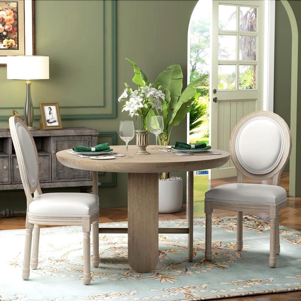 HOMCOM French Style Dining Chairs Set of 2 with PU Leather Upholstery, Wood Legs - Uncategorized Leather Chairs