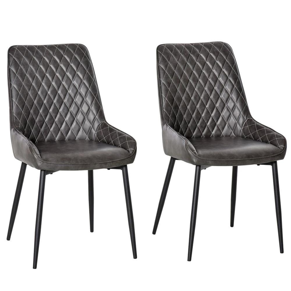HOMCOM Retro Dining Chair Set of 2, PU Leather Upholstered Side Chairs - Uncategorized Leather Chairs